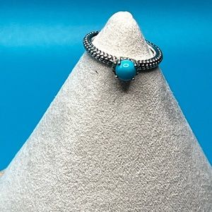 Sleeping Beauty Dainty Sterling Silver Ring with 14k accent